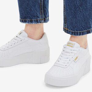 Puma Cali Wedge White Leather Women's Platform Sneakers Size 6.5 # 512674